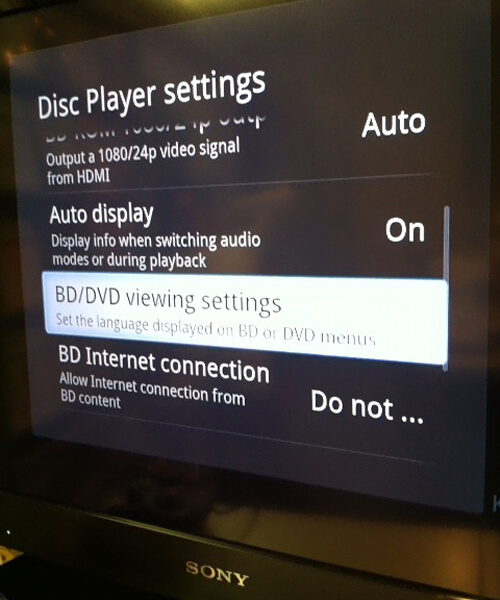 Sony Internet TV（Google TV）設定画面
