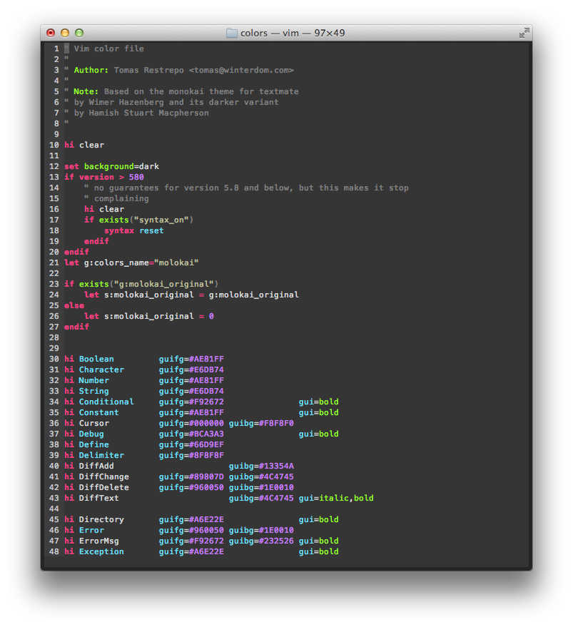 Vim цветовые схемы. Тема для vim. Vim Linux. Vim Molokai Color scheme.